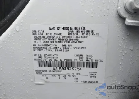 2019 Ford Ecosport Se from USA, damaged, VIN MAJ3S2GE2KC279754